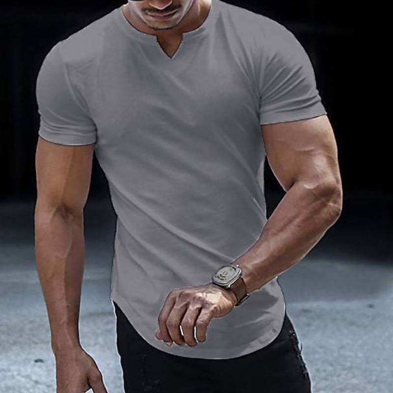 💎 50 % DE RÉDUCTION EN CE MOMENT ! ⚡ T-shirt de sport unie pour homme – Coupe ajustée, encolure en V échancrée et tissu extensible haut de gamme 👕🔥