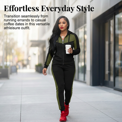 Ensemble survêtement 2 pièces color block pour femme