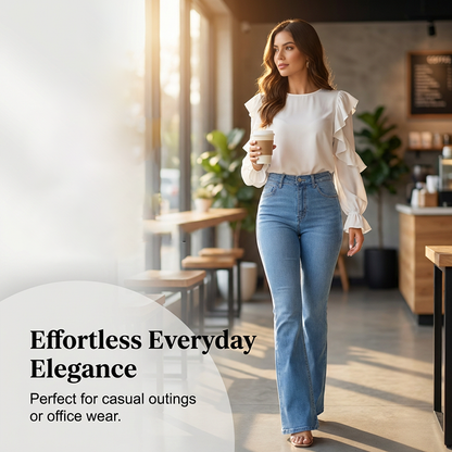👖 49 % DE RÉDUCTION ! 💙 Jean stretch taille haute évasé pour femme – Coupe confortable, style rétro et tissu extensible 🌸