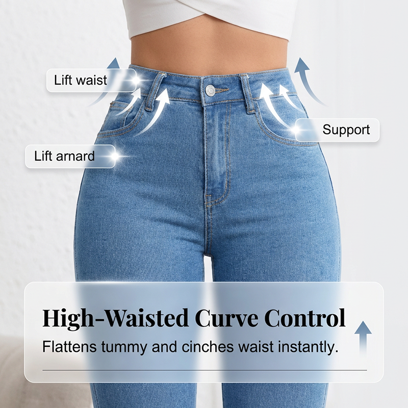 👖 49 % DE RÉDUCTION ! 💙 Jean stretch taille haute évasé pour femme – Coupe confortable, style rétro et tissu extensible 🌸