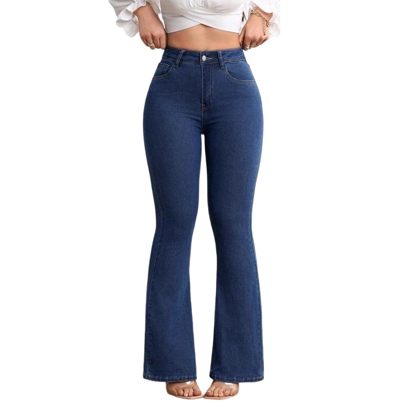👖 49 % DE RÉDUCTION ! 💙 Jean stretch taille haute évasé pour femme – Coupe confortable, style rétro et tissu extensible 🌸