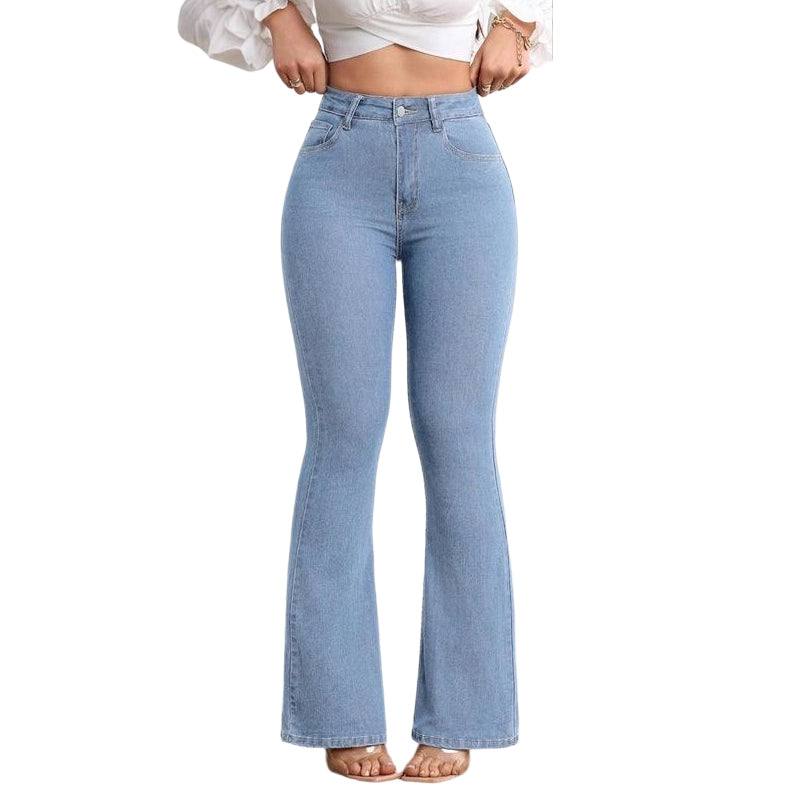 👖 49 % DE RÉDUCTION ! 💙 Jean stretch taille haute évasé pour femme – Coupe confortable, style rétro et tissu extensible 🌸