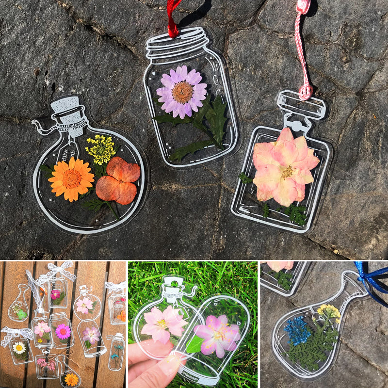 🌸Signets de Fleurs Séchées Transparentes（avec ruban de  gratuit）🦋