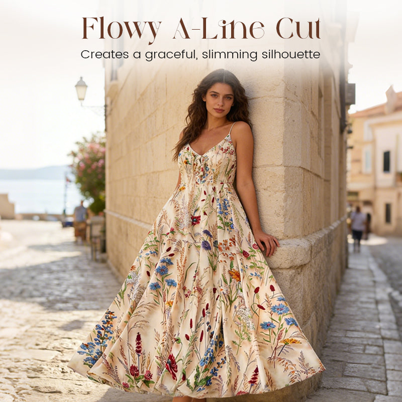 Robe midi à bretelles fines, imprimé floral – Grande taille