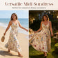 Robe midi à bretelles fines, imprimé floral – Grande taille