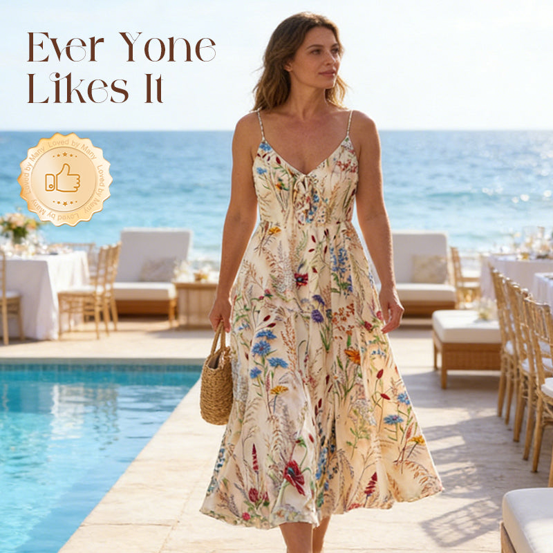 Robe midi à bretelles fines, imprimé floral – Grande taille