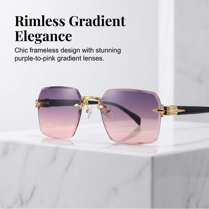 Lunettes de Soleil Rectangulaires Sans Monture pour Homme et Femme