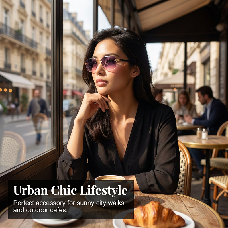 Lunettes de Soleil Rectangulaires Sans Monture pour Homme et Femme
