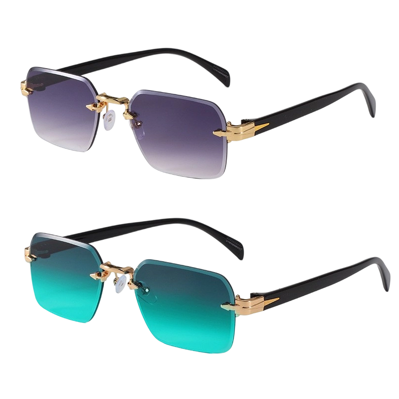 Lunettes de Soleil Rectangulaires Sans Monture pour Homme et Femme