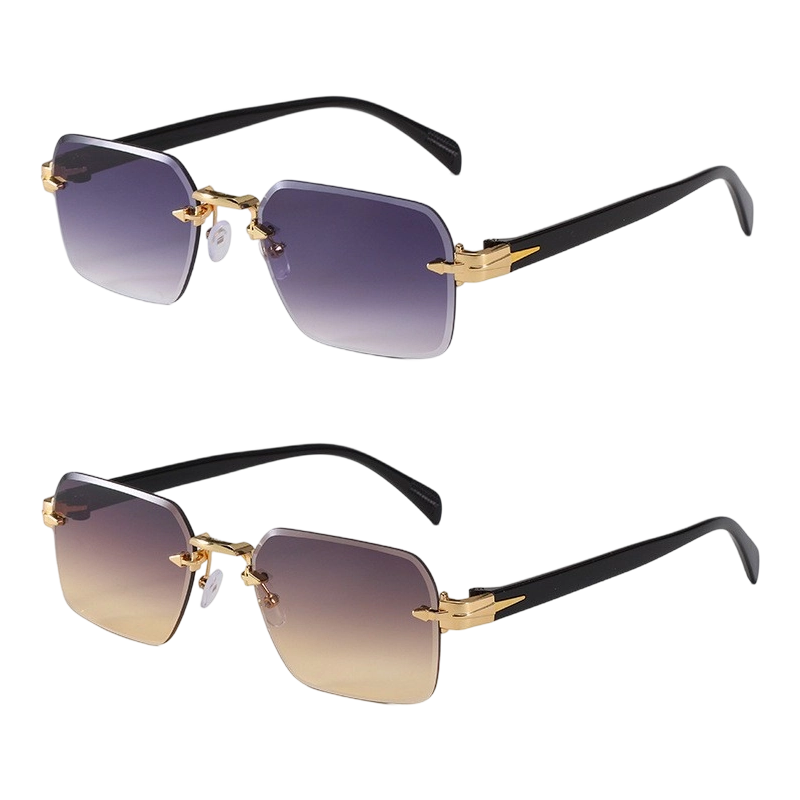 Lunettes de Soleil Rectangulaires Sans Monture pour Homme et Femme