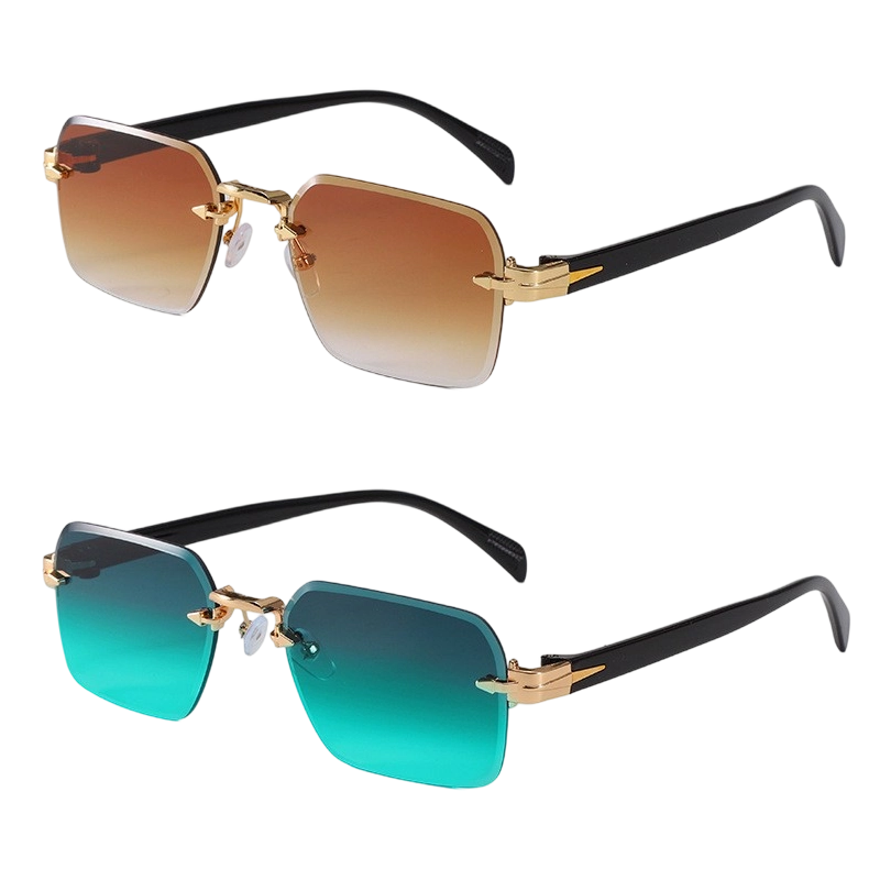 Lunettes de Soleil Rectangulaires Sans Monture pour Homme et Femme