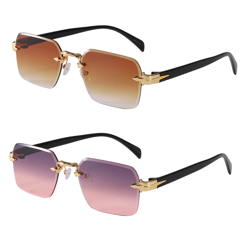 Lunettes de Soleil Rectangulaires Sans Monture pour Homme et Femme