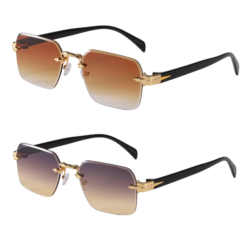 Lunettes de Soleil Rectangulaires Sans Monture pour Homme et Femme