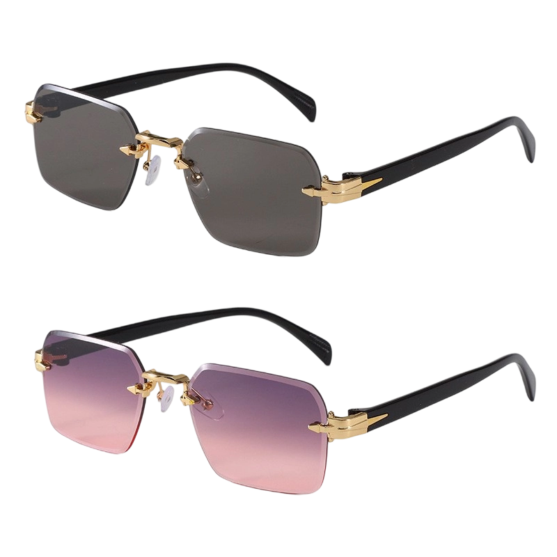 Lunettes de Soleil Rectangulaires Sans Monture pour Homme et Femme