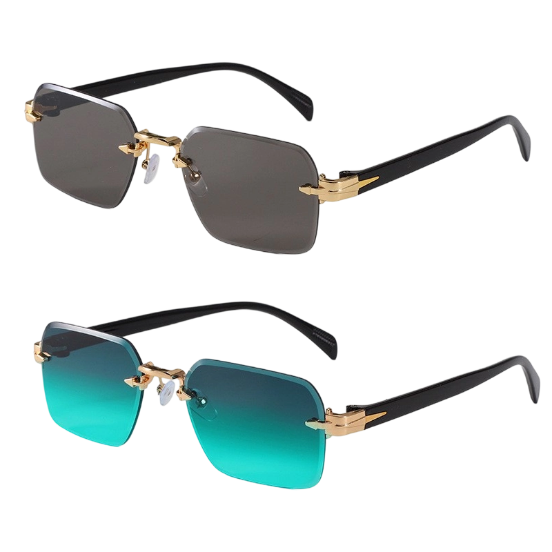 Lunettes de Soleil Rectangulaires Sans Monture pour Homme et Femme