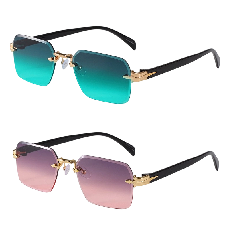 Lunettes de Soleil Rectangulaires Sans Monture pour Homme et Femme