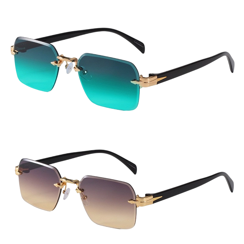 Lunettes de Soleil Rectangulaires Sans Monture pour Homme et Femme