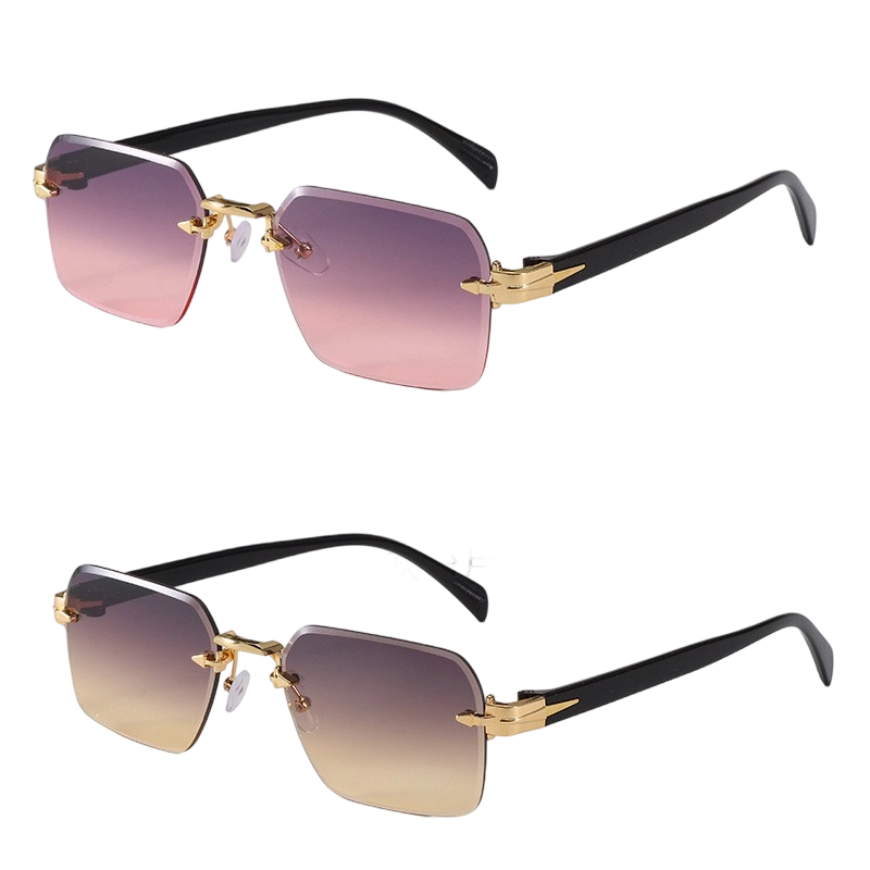 Lunettes de Soleil Rectangulaires Sans Monture pour Homme et Femme