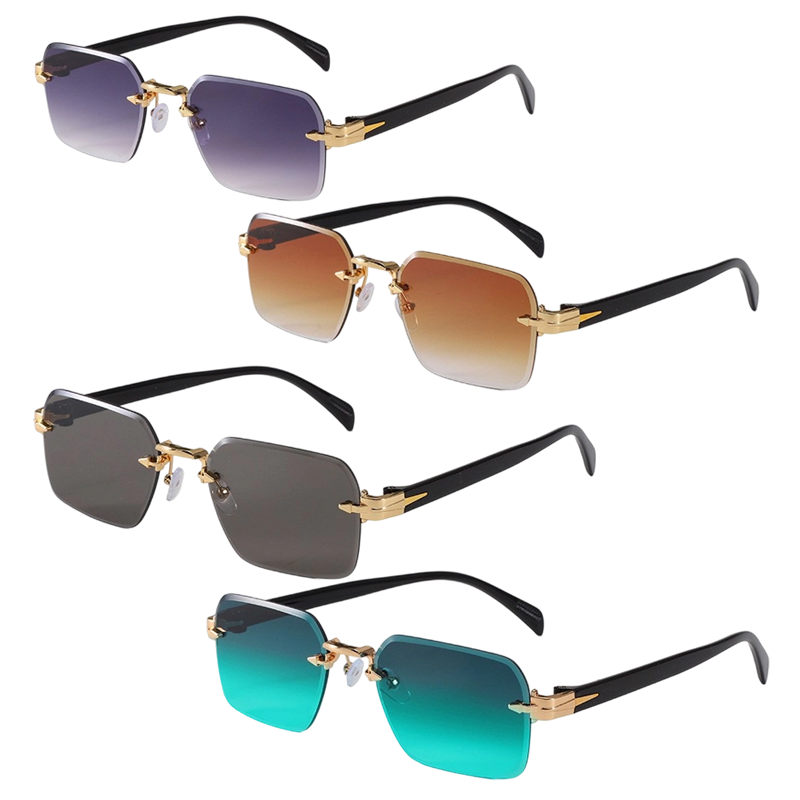 Lunettes de Soleil Rectangulaires Sans Monture pour Homme et Femme