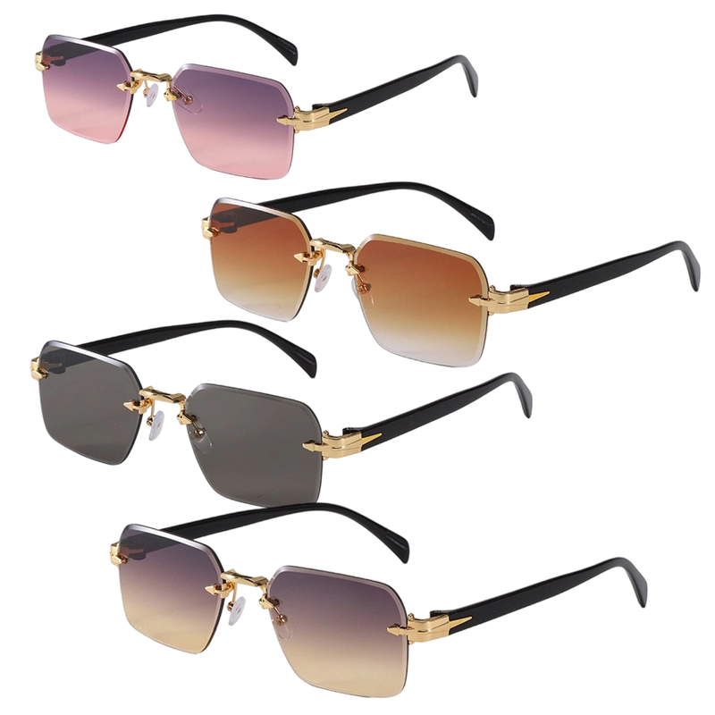 Lunettes de Soleil Rectangulaires Sans Monture pour Homme et Femme