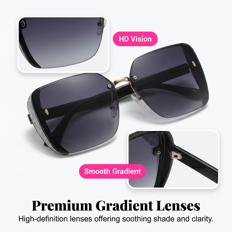 Lunettes de Soleil Sans Monture Élégantes - Branches Effet Étoilé
