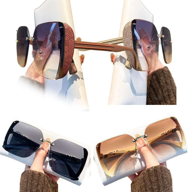 Lunettes de Soleil Sans Monture Élégantes - Branches Effet Étoilé