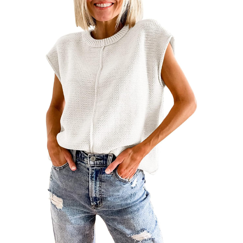 Gilet sans manches en maille pour femme
