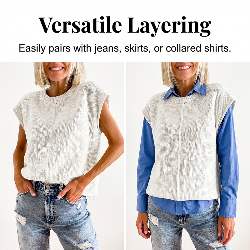 Gilet sans manches en maille pour femme