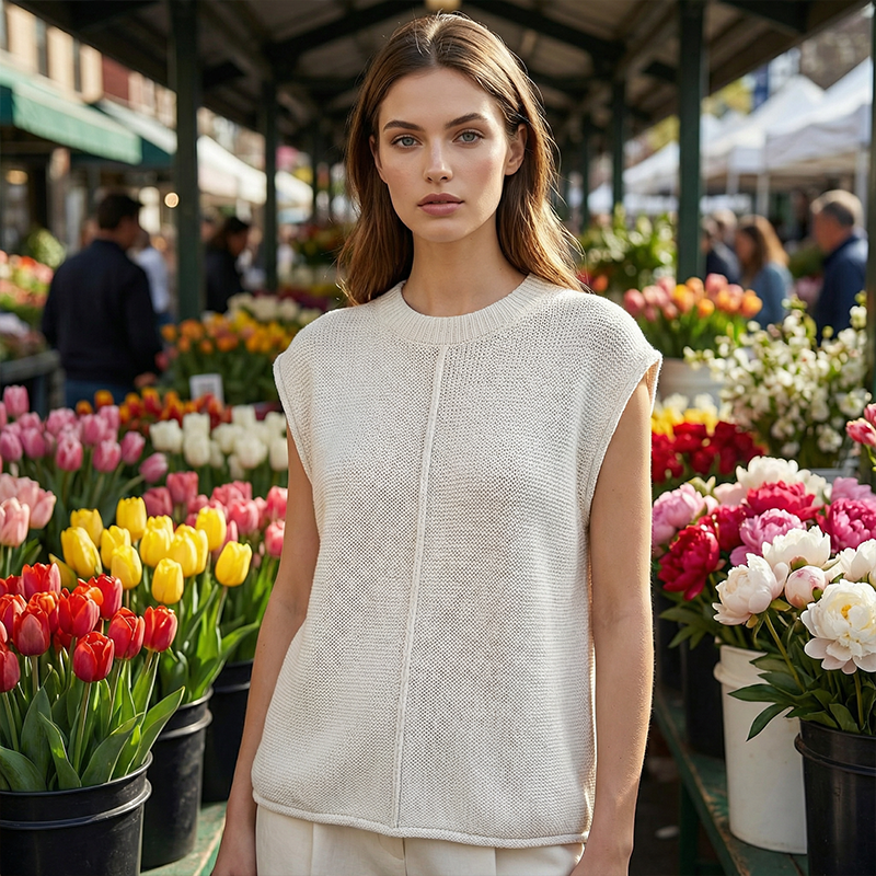 Gilet sans manches en maille pour femme