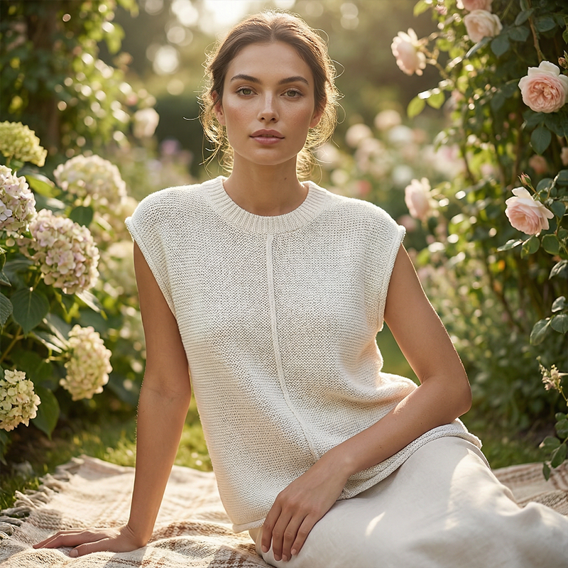 Gilet sans manches en maille pour femme