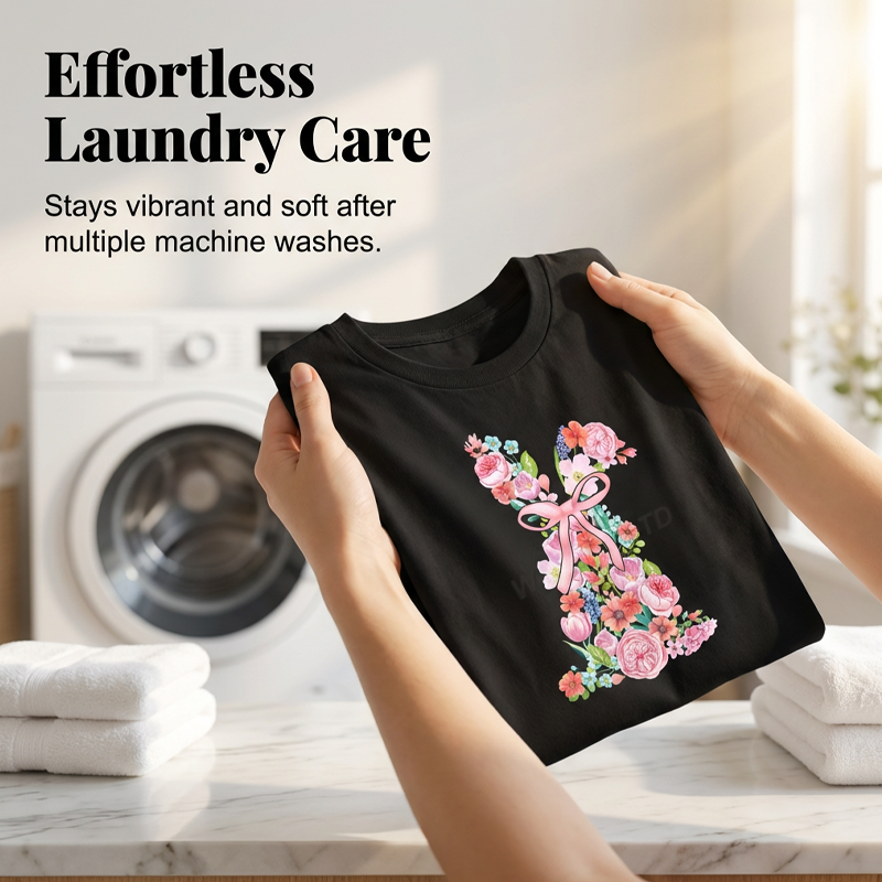 T-shirt pour femme avec motif floral de Pâques et lapin