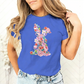 T-shirt pour femme avec motif floral de Pâques et lapin