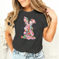 T-shirt pour femme avec motif floral de Pâques et lapin