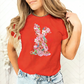 T-shirt pour femme avec motif floral de Pâques et lapin