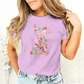 T-shirt pour femme avec motif floral de Pâques et lapin