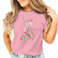 T-shirt pour femme avec motif floral de Pâques et lapin