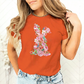 T-shirt pour femme avec motif floral de Pâques et lapin