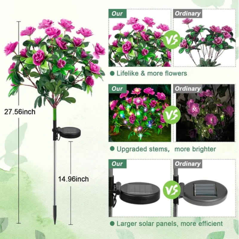 💐50% DE RÉDUCTION! ☀️ Lumière Solaire sur Piquet de Fleur d'Azalée de Simulation – Étanche, Automatique & Parfaite pour le Jardin 🏡