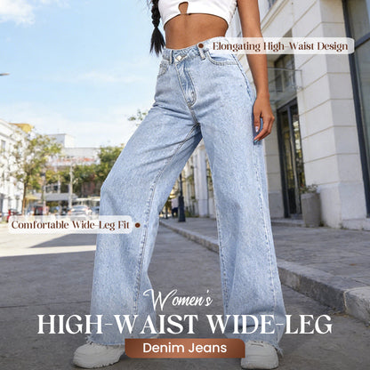 💎 55% DE RÉDUCTION ! Jean Taille Haute Jambe Large – Tissu Coton Respirant pour Confort Absolu ☁️🌿【Stock Limité】