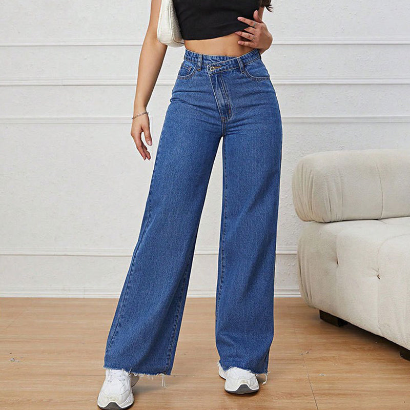 💎 55% DE RÉDUCTION ! Jean Taille Haute Jambe Large – Tissu Coton Respirant pour Confort Absolu ☁️🌿【Stock Limité】