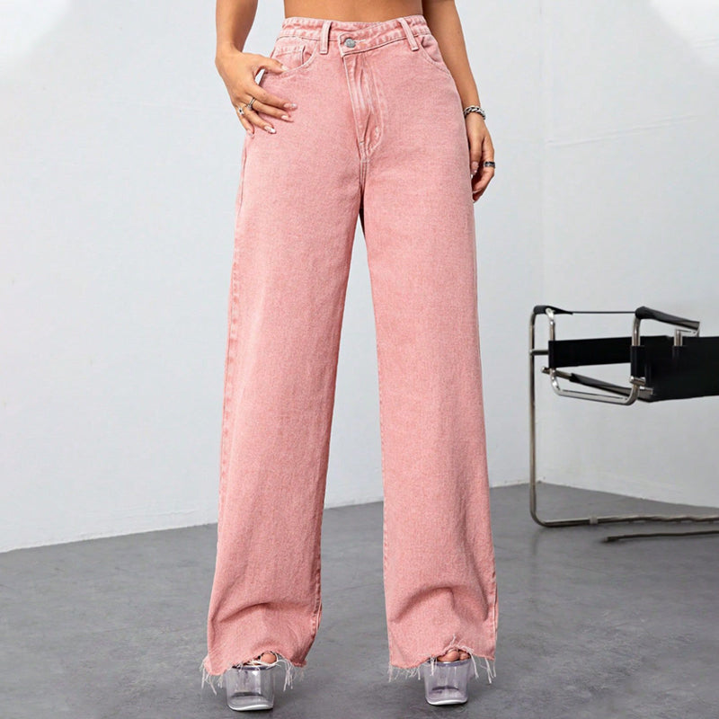💎 55% DE RÉDUCTION ! Jean Taille Haute Jambe Large – Tissu Coton Respirant pour Confort Absolu ☁️🌿【Stock Limité】