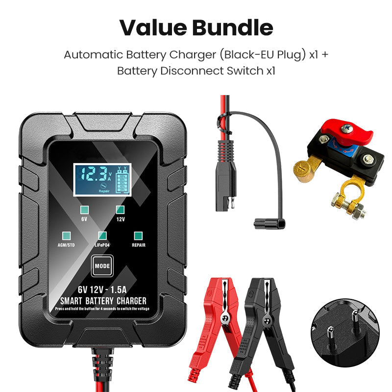 🔥Offre à durée limitée : 48 % de réduction🔥 Chargeur de batterie automatique 1,5 A, 6 V et 12 V