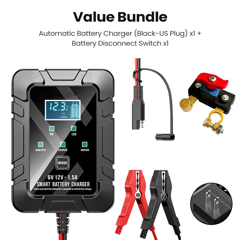 🔥Offre à durée limitée : 48 % de réduction🔥 Chargeur de batterie automatique 1,5 A, 6 V et 12 V