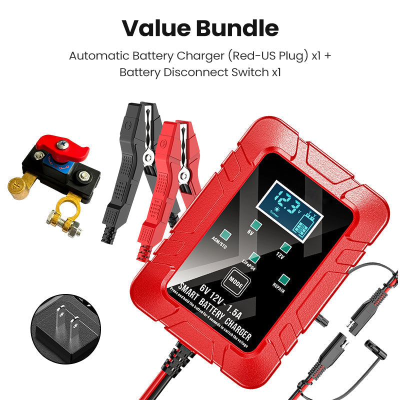 🔥Offre à durée limitée : 48 % de réduction🔥 Chargeur de batterie automatique 1,5 A, 6 V et 12 V