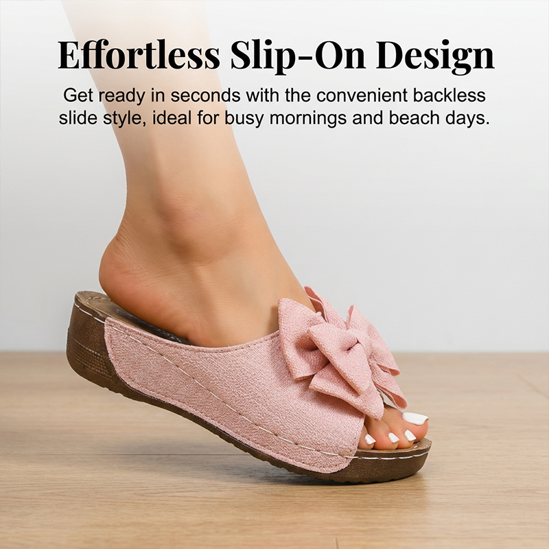 👡 50% DE RÉDUCTION! 🎀 Sandales Compensées à Bout Ouvert & Nœud Papillon pour Femmes – Élégantes, Confortables & Parfaites pour l'Été ☀️