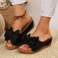 👡 50% DE RÉDUCTION! 🎀 Sandales Compensées à Bout Ouvert & Nœud Papillon pour Femmes – Élégantes, Confortables & Parfaites pour l'Été ☀️