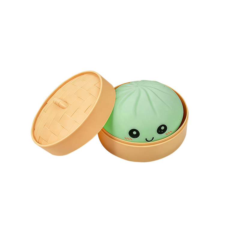 Jouet anti-stress en forme de ravioli chinois avec panier vapeur