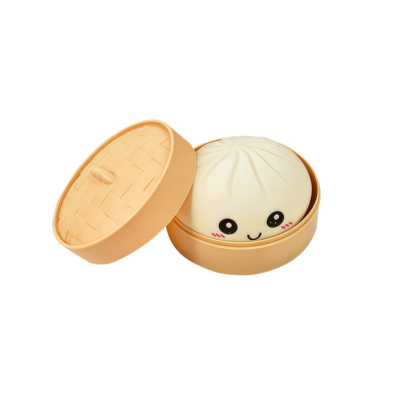 Jouet anti-stress en forme de ravioli chinois avec panier vapeur