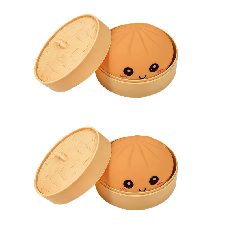 Jouet anti-stress en forme de ravioli chinois avec panier vapeur