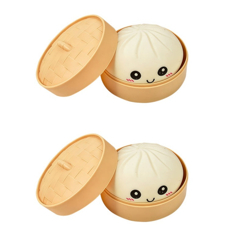 Jouet anti-stress en forme de ravioli chinois avec panier vapeur